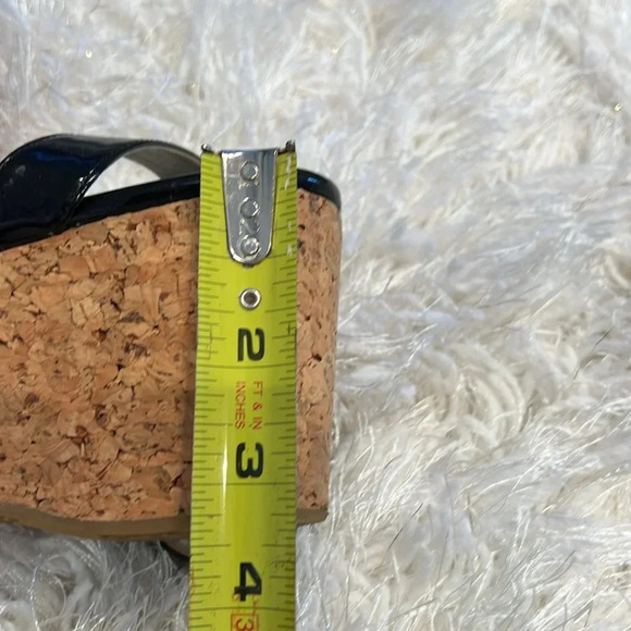 Jimmy Choo Black Patent Leather Cork Wedge Platform Ankle Strap Sandal - Picture 5 of 7